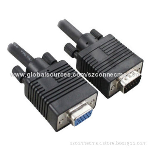 VGA Male to Female Cables with Double Shielded Coaxial RGB Conductor